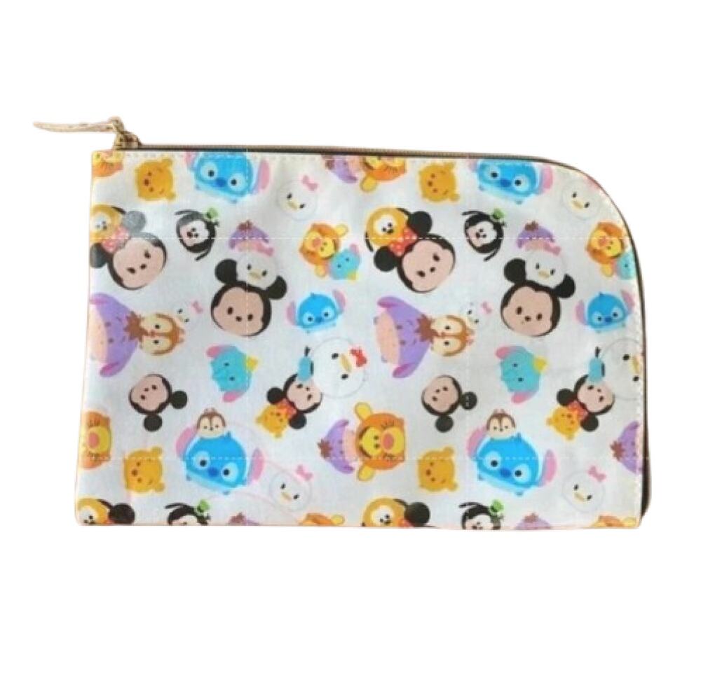 DISNEY STORE Tsum Tsum Zipper Cosmetic Pouch Makeup Bag Blue Lining 9"